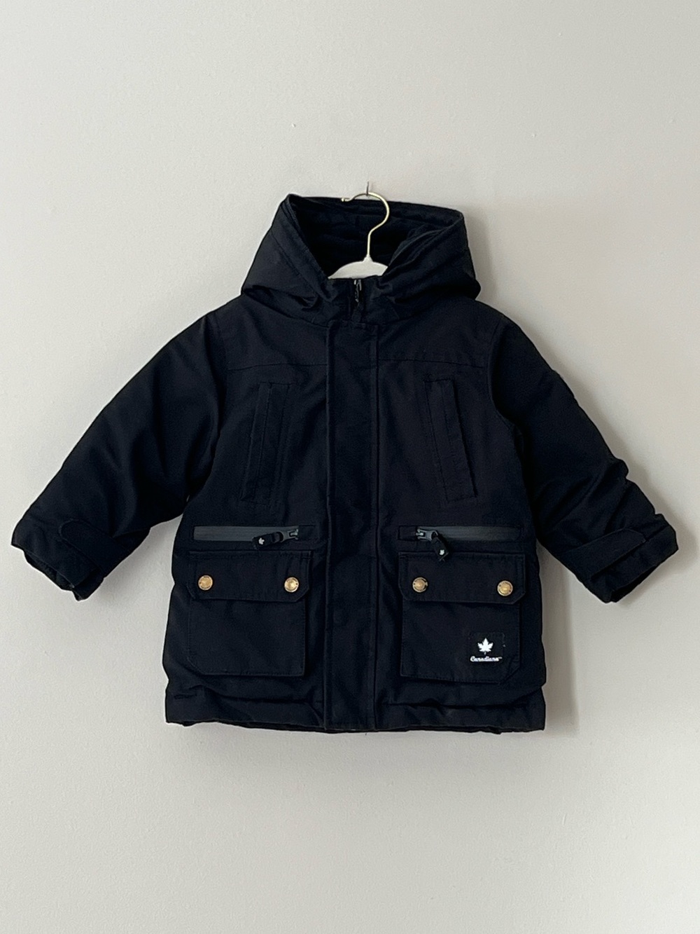 Canadiana Boys Black Winter Parka Jacket 3T
